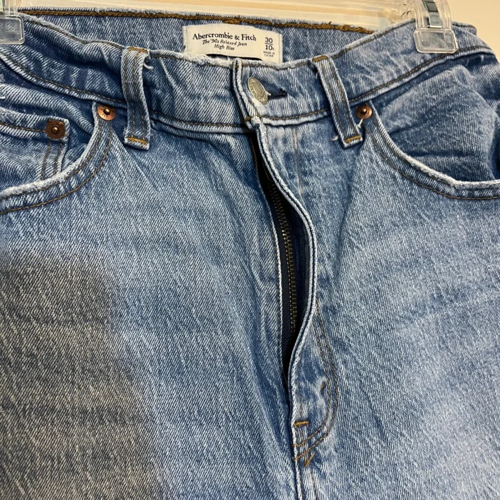 Abercrombie & Fitch Jeans 90s Relaxed High Rise Rigid Denim Split Seam 30 / 10 - Picture 6 of 7
